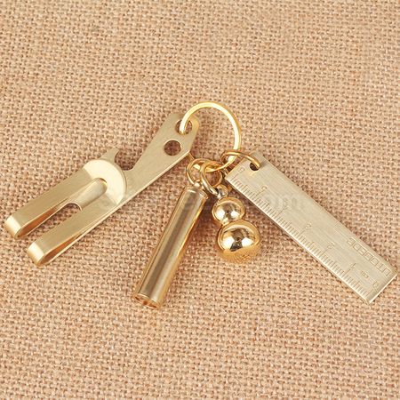 客製化純黃銅6cm小直尺子鑰匙扣禮品