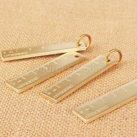 客製化純黃銅6cm小直尺子鑰匙扣禮品