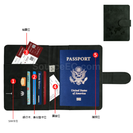 客製化RFID防盜PU磁吸扣護照套禮品