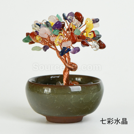 客製化迷你盆景水晶發財樹禮品