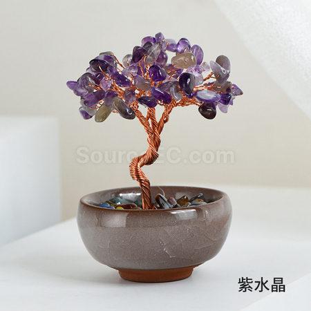 客製化迷你盆景水晶發財樹禮品