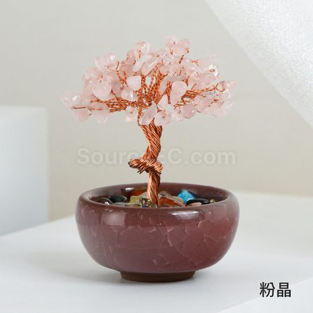 客製化迷你盆景水晶發財樹禮品