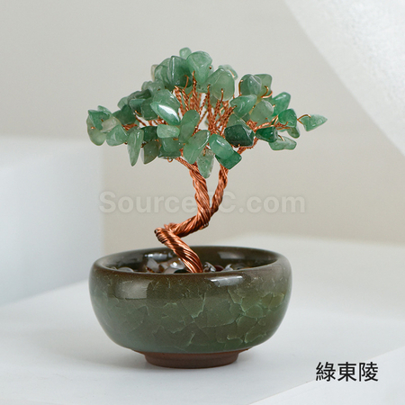 客製化迷你盆景水晶發財樹禮品