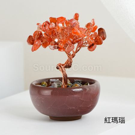 客製化迷你盆景水晶發財樹禮品