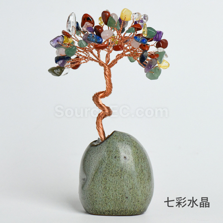 客製化禪意盆景水晶發財樹禮品
