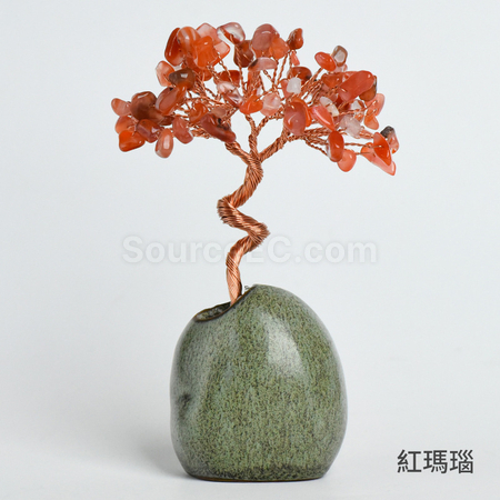 客製化禪意盆景水晶發財樹禮品