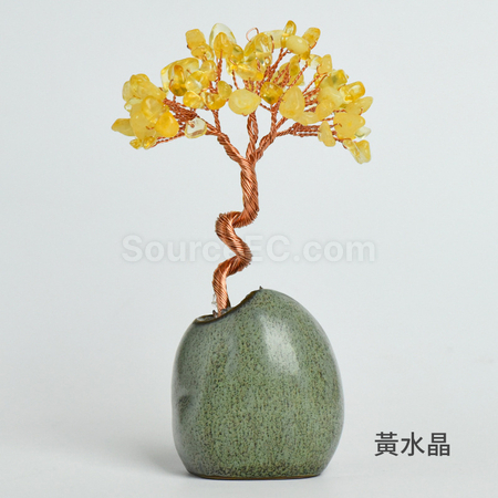 客製化禪意盆景水晶發財樹禮品