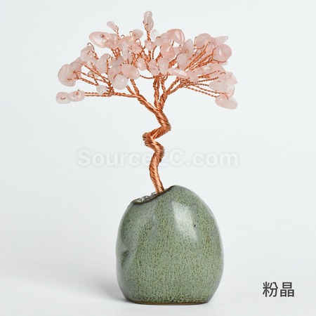 客製化禪意盆景水晶發財樹禮品