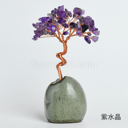 客製化禪意盆景水晶發財樹禮品