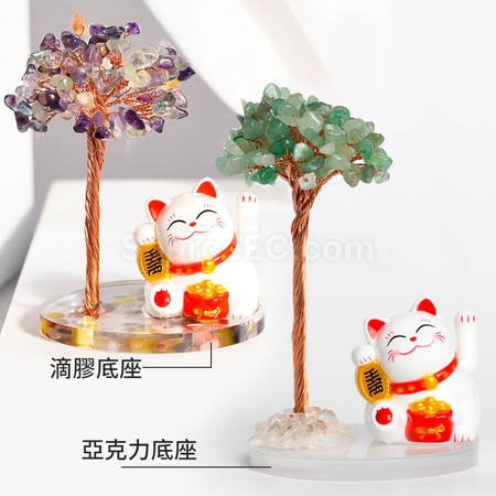 客製化招財貓水晶發財樹禮品