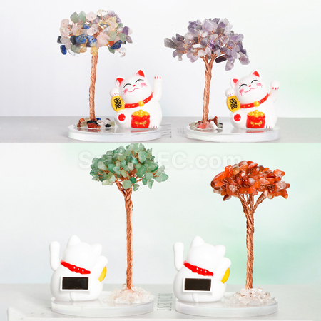 客製化招財貓水晶發財樹禮品