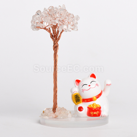 客製化招財貓水晶發財樹禮品