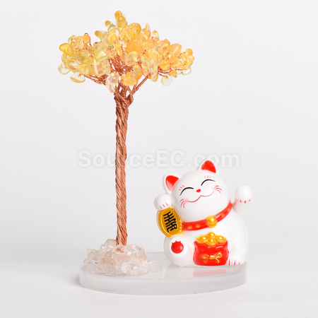 客製化招財貓水晶發財樹禮品