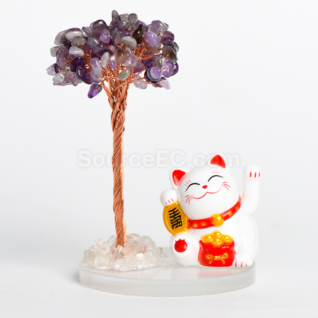 客製化招財貓水晶發財樹禮品