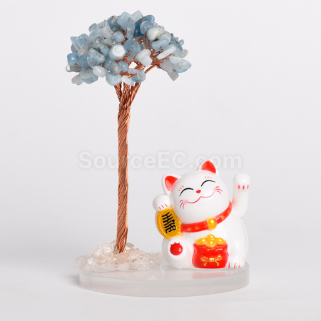 客製化招財貓水晶發財樹禮品