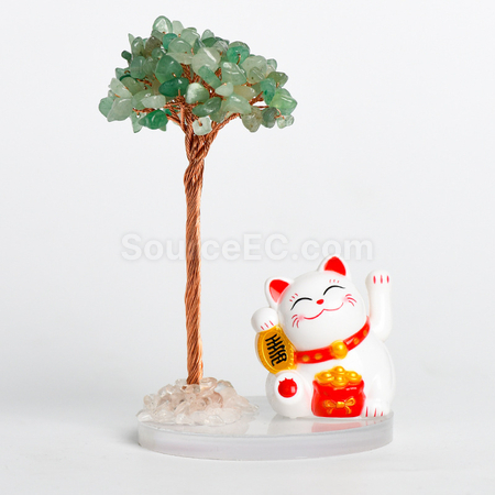客製化招財貓水晶發財樹禮品
