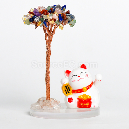 客製化招財貓水晶發財樹禮品