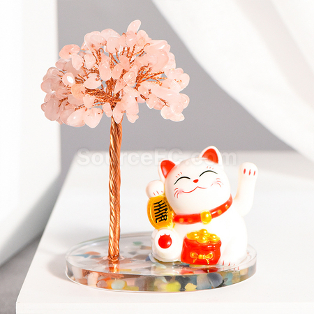 客製化招財貓水晶發財樹禮品