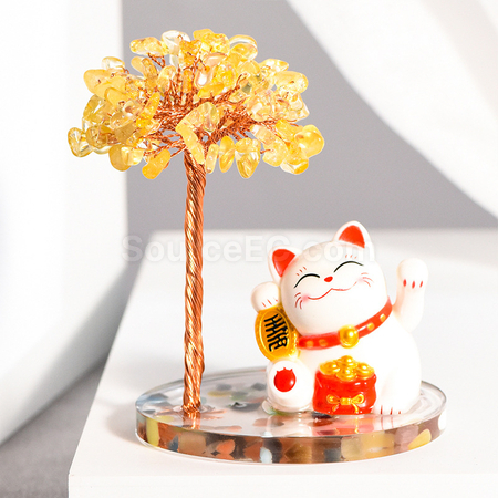 客製化招財貓水晶發財樹禮品