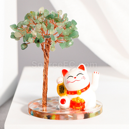 客製化招財貓水晶發財樹禮品