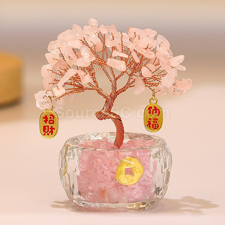 客製化迷你盆景水晶發財樹禮品