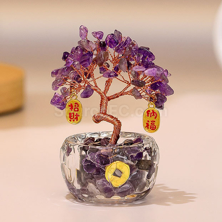 客製化迷你盆景水晶發財樹禮品