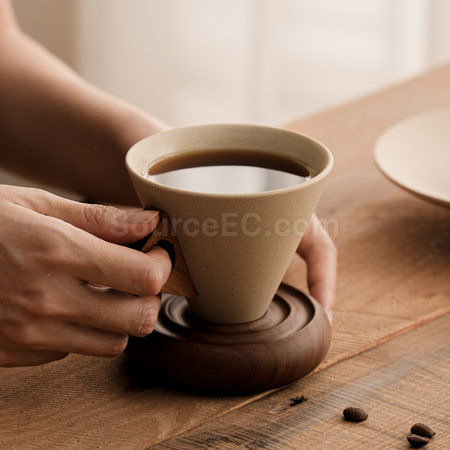 客製化粗陶漏斗咖啡杯禮品