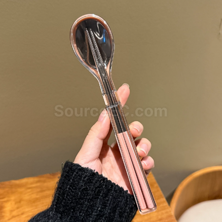 客製化不鏽鋼筷子勺子套裝便攜餐具禮品