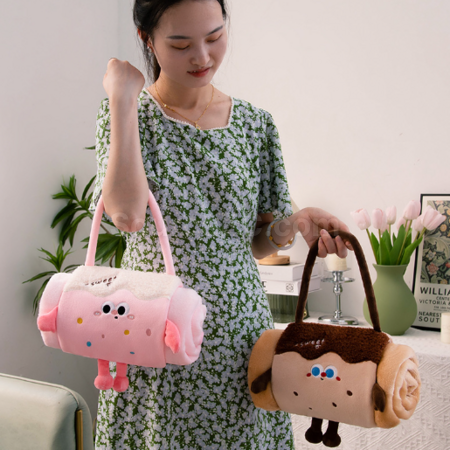 客製化卡通抱枕毛毯兩用二合一禮品