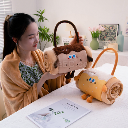 客製化卡通抱枕毛毯兩用二合一禮品