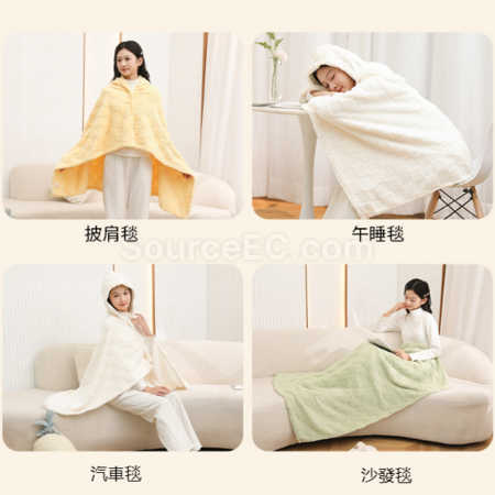 客製化按扣披肩連帽毛毯禮品