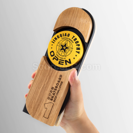客製化創意實木金屬紀念獎座禮品