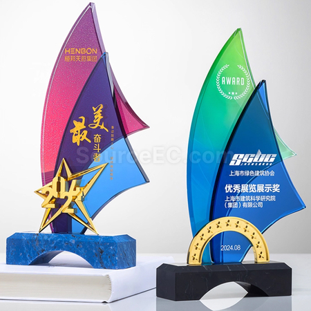 客製化帆船水晶獎座禮品