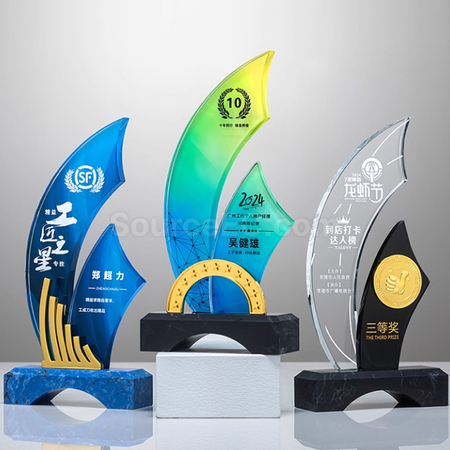 客製化帆船水晶獎座禮品