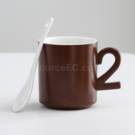 客製化數字手柄陶瓷杯禮品