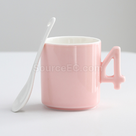 客製化數字手柄陶瓷杯禮品