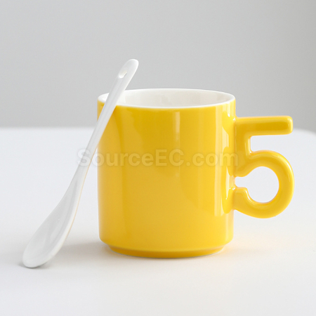 客製化數字手柄陶瓷杯禮品