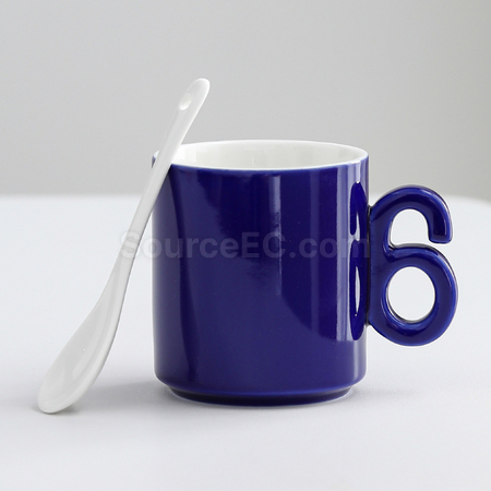 客製化數字手柄陶瓷杯禮品