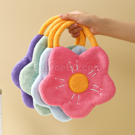 客製化珊瑚絨刺繡花朵造型毛巾禮品