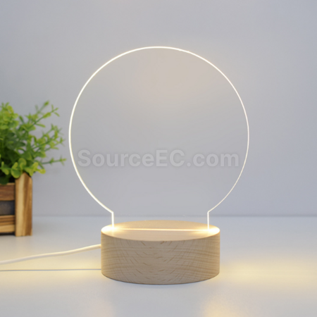 客製化3d小夜燈記事板實木led臺燈禮品