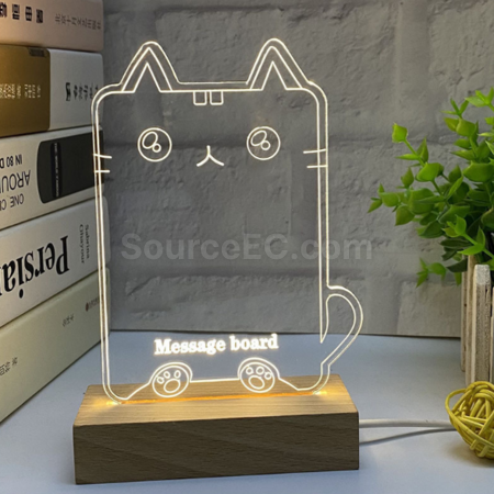 客製化3d小夜燈記事板實木led臺燈禮品
