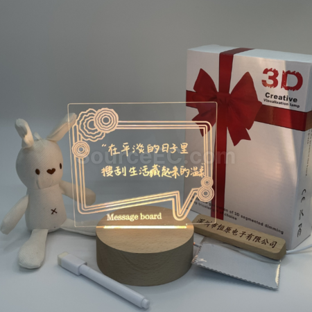 客製化3d小夜燈記事板實木led臺燈禮品