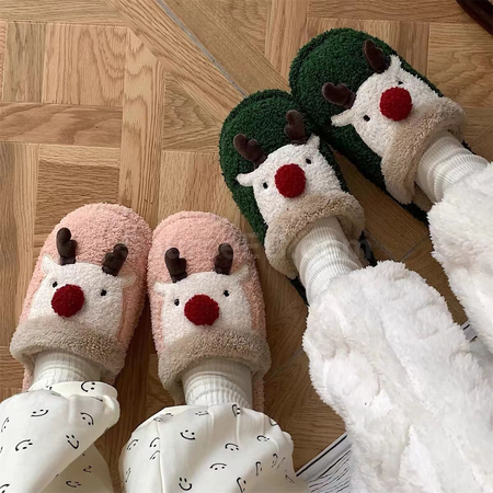 客製化聖誕麋鹿棉拖鞋禮品