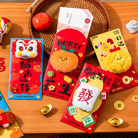 客製化立體刺繡毛絨紅包袋禮品