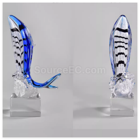 客製化琉璃鯨魚水晶獎座禮品