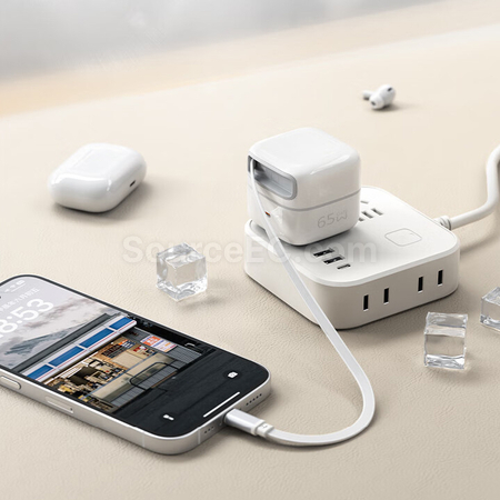 客製化65w氮化鎵伸縮線桌面充電頭禮品