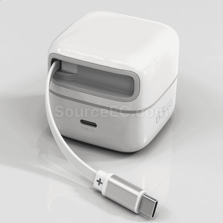 客製化65w氮化鎵伸縮線桌面充電頭禮品