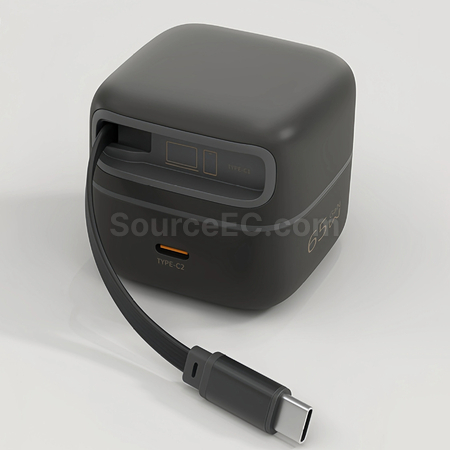 客製化65w氮化鎵伸縮線桌面充電頭禮品