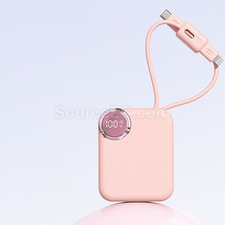 客製化迷你自帶線快充行動電源禮品