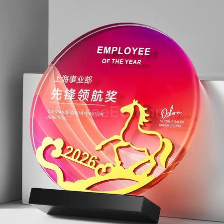客製化馬年水晶獎座禮品